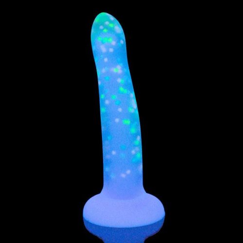 rave by addiction glow in the dark dildo purple confetti 8 cheaplubes com 8